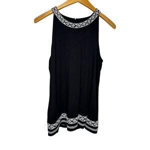 Adrianna Papell Black Tank‎ Top with Lace Trim